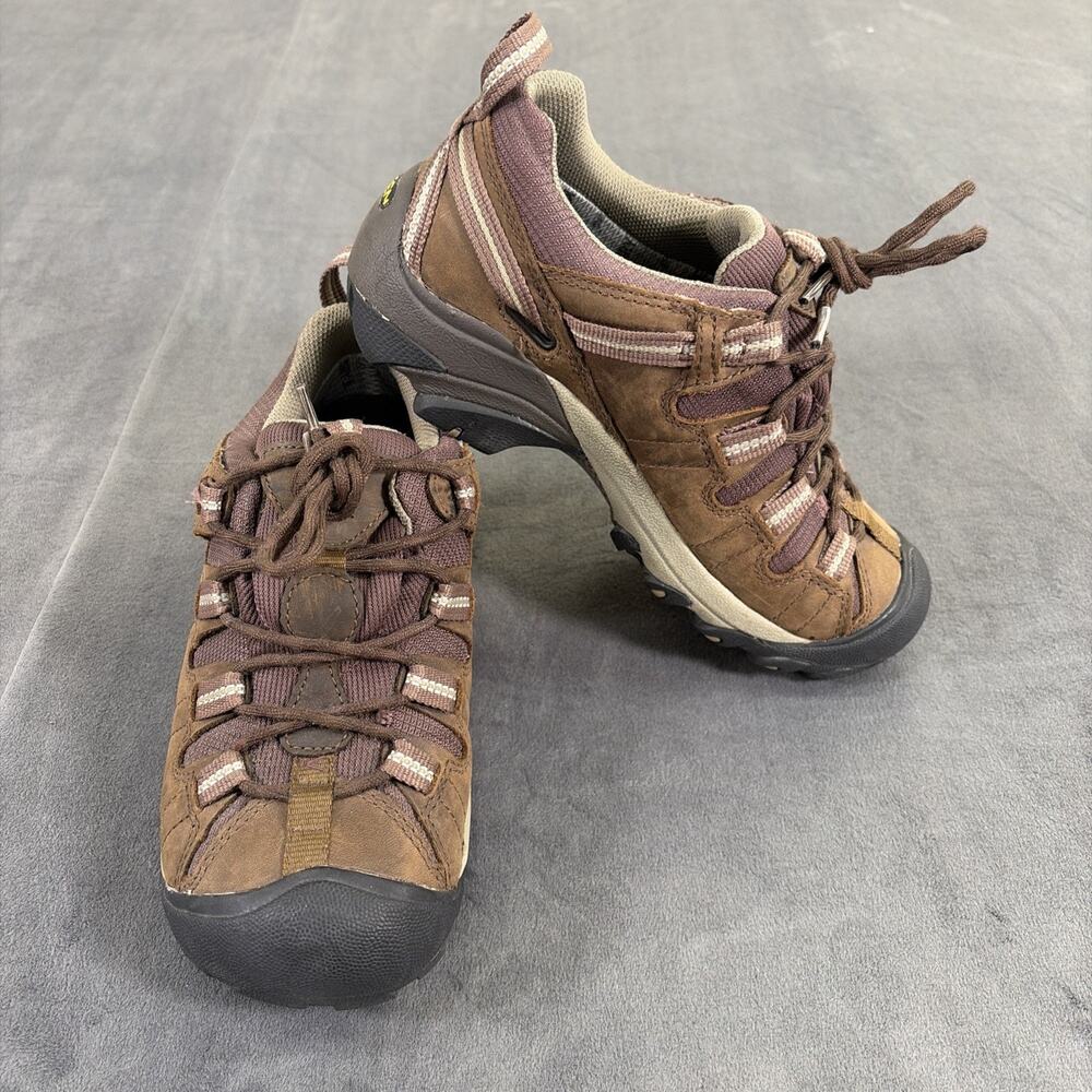 KEEN DRY Waterproof Leather Hiking Shoes Size 6 Brown/Gray/Purple Bnfts Charity